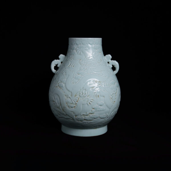 (From an Old Collection) Yinzheng Glazed Sculptured Dragon Through the Clouds Pattern Dragon-Head Vase
