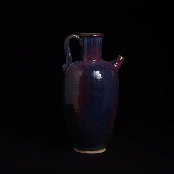 (From an Old Collection)Jun Kiln Red and Blue Glazed Pot with Handle