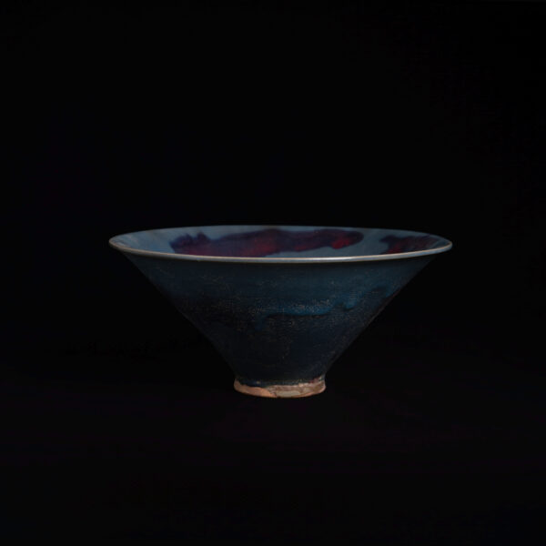 (From an Old Collection)Jun Kiln Sky Blue Glaze Pottery Transformation Red Spot Covered Gourd Bowl