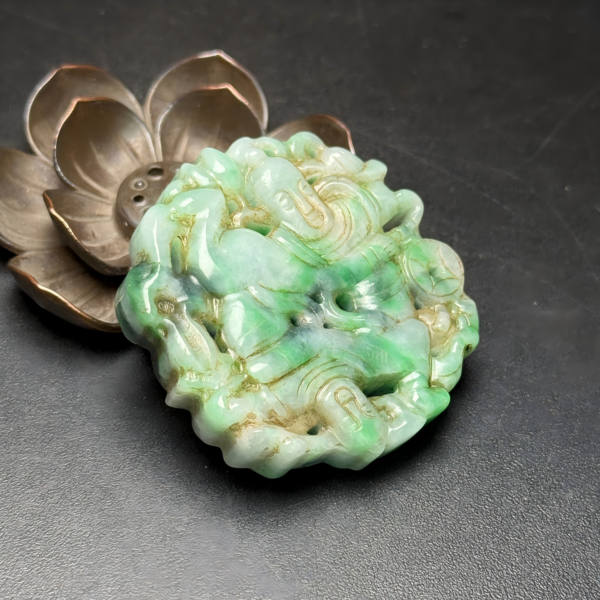 Laoqing Jade Four Blessings Buddha Pendant