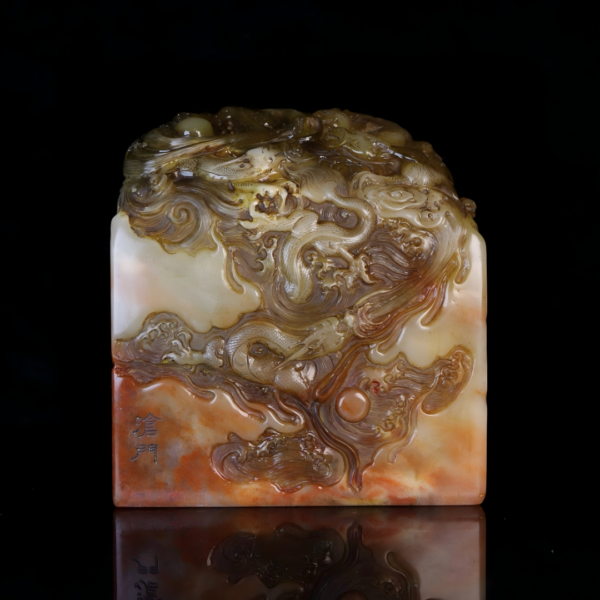 Shoushan Stone Dragon Traveling Around the World Seal Artwork