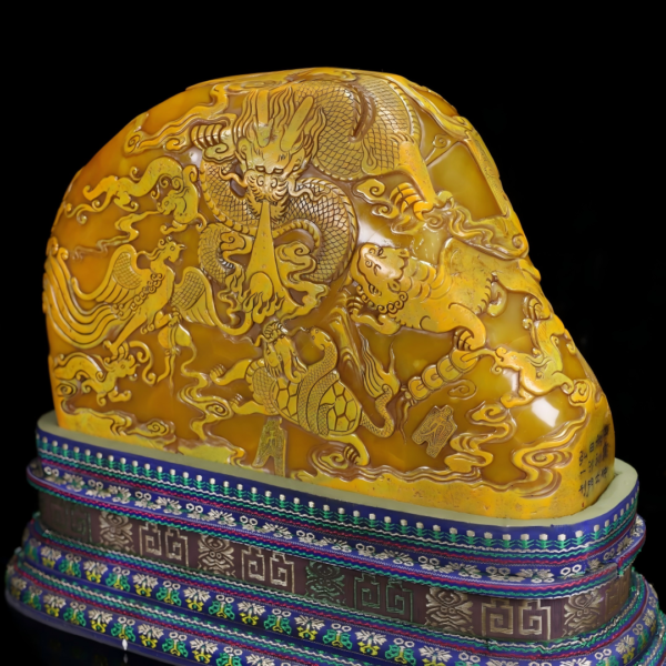 Terracotta Jade carving of five mythical beasts as a seal and decorative item