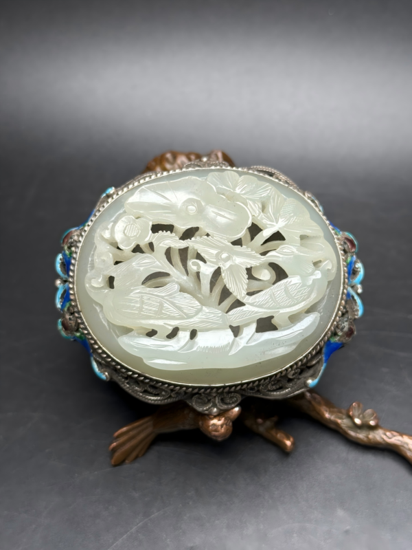 Turquoise and silver inlaid belt buckle