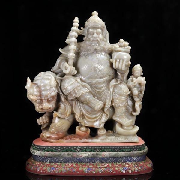 Shoushan stone "High Mountain Freeze" piece featuring Zhao Gongming figure