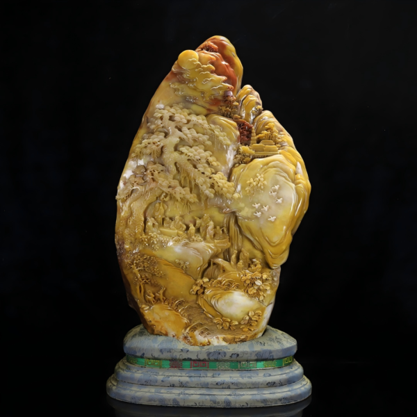 Tianhuang Stone - Golden Yellow and Graceful Carved "Immortal in the Wine" Decorative Piece