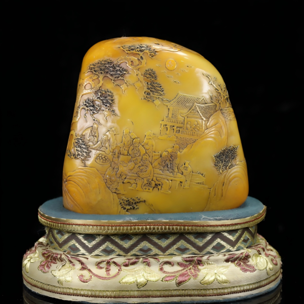 Shoushan stone Tanhuang - golden yellow - a golden paradise on earth